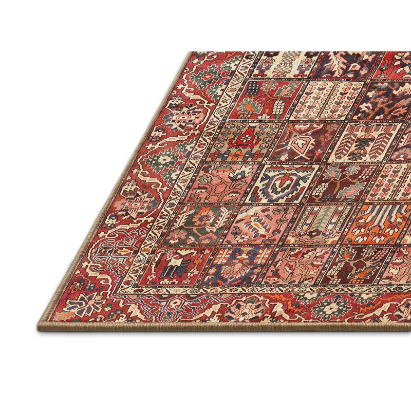 Tapis traditionnel mehroon/noir/crème Hortence, Rectangle 2 pi x 4 pi
