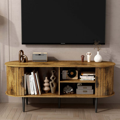 Console moderne avec porte coulissante et rangement spacieux