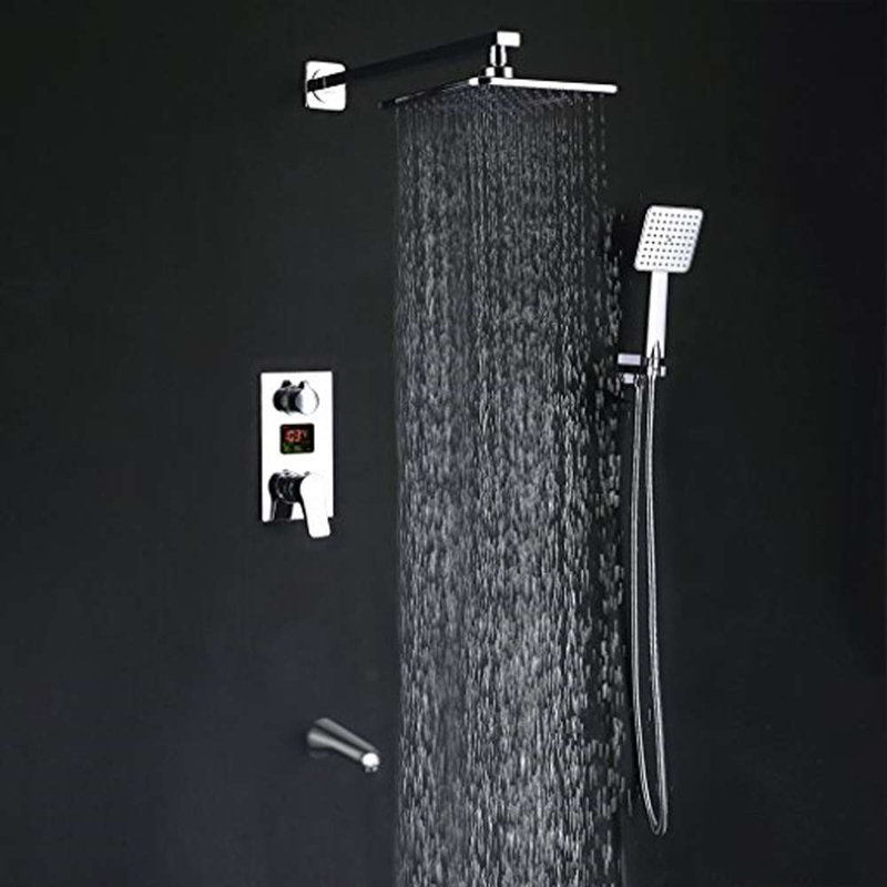 Système de douche à affichage numérique à 3 voies avec douche à effet de pluie et douche à main Crotone