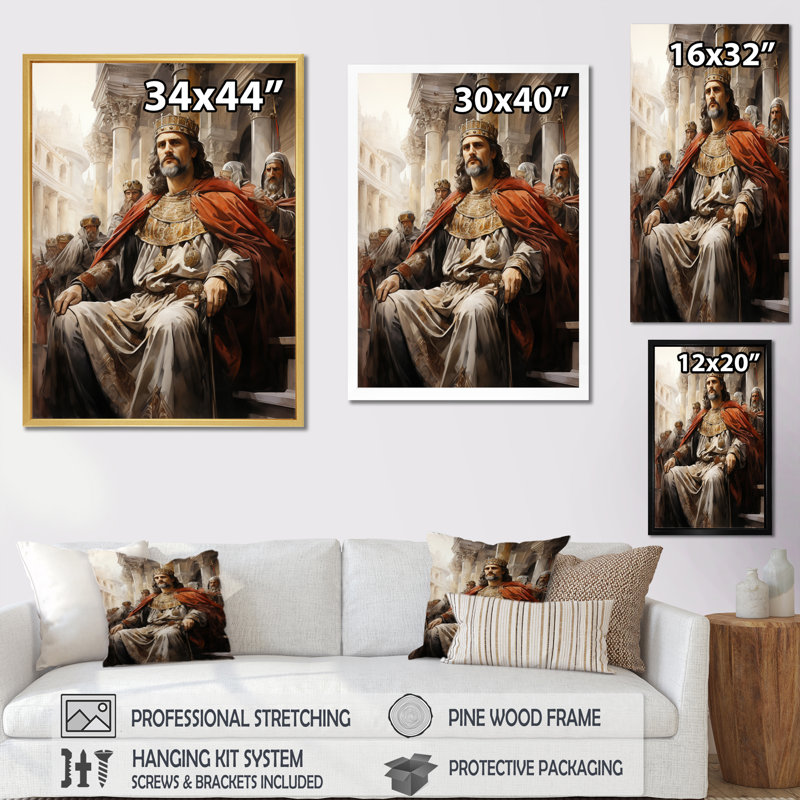 Portrait de l'empereur Justinien I - impressions sur toile, H 44 po x l 34 po x P 1,5 po, Cadre photo noir