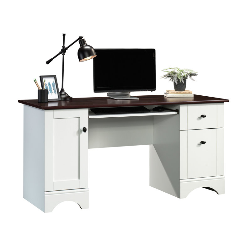 Bureau d'ordinateur, finition blanche, Cerise sélection / blanc doux