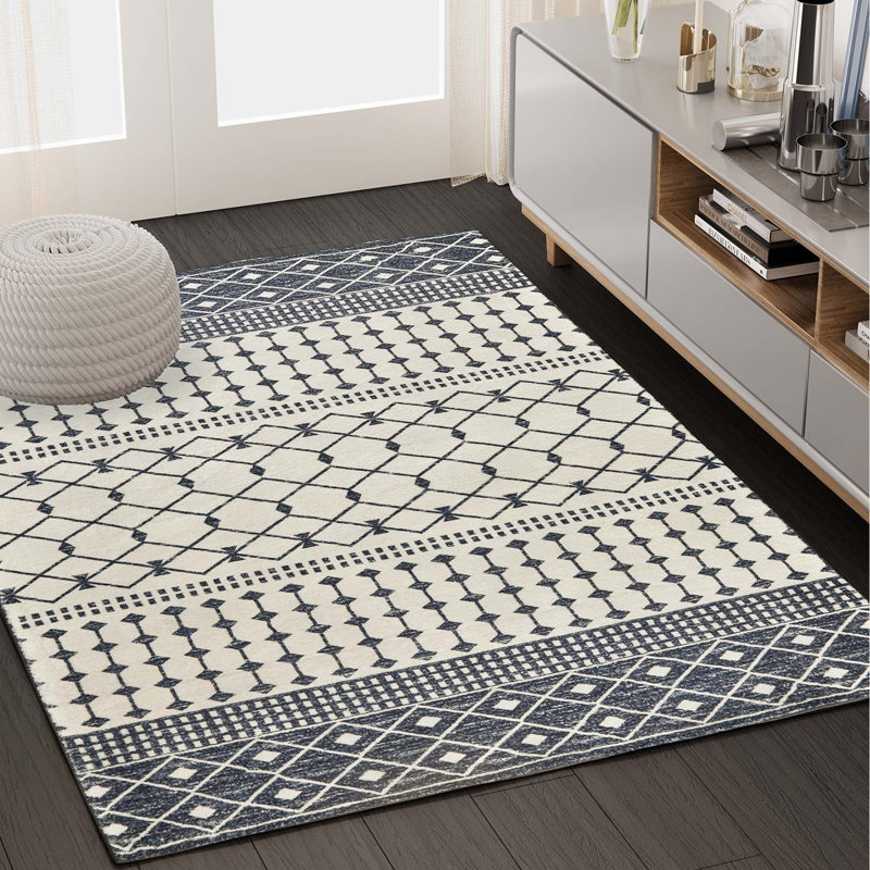 Imitation Cashmere Geometric Striped Carpet, Rectangle 3' x 5'
