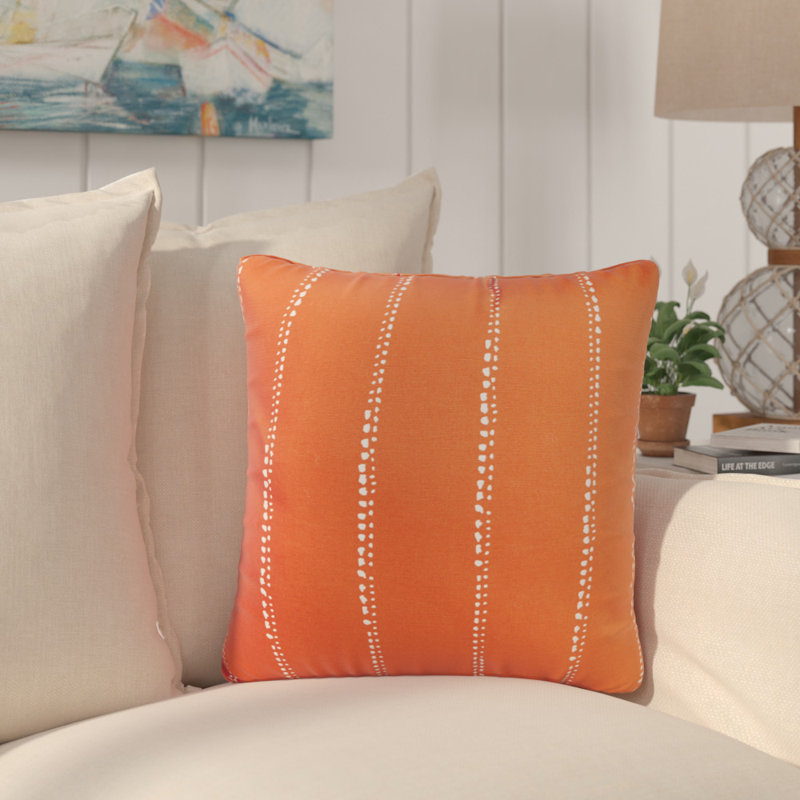Mason Striped Outdoor Reversible Throw Pillow, Square 18", Navy