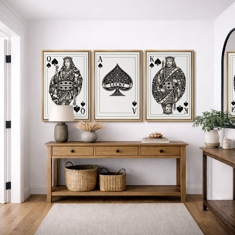 Reproduction de giclée sur toile encadrée 3 pièces, H 24 po x l 48 po x P 1,5 po, Cadre naturel