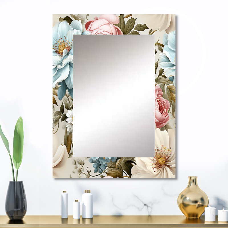 Chillcott, pastels décoratifs Boho - miroir mural décoratif floral, 32 po x 24 po