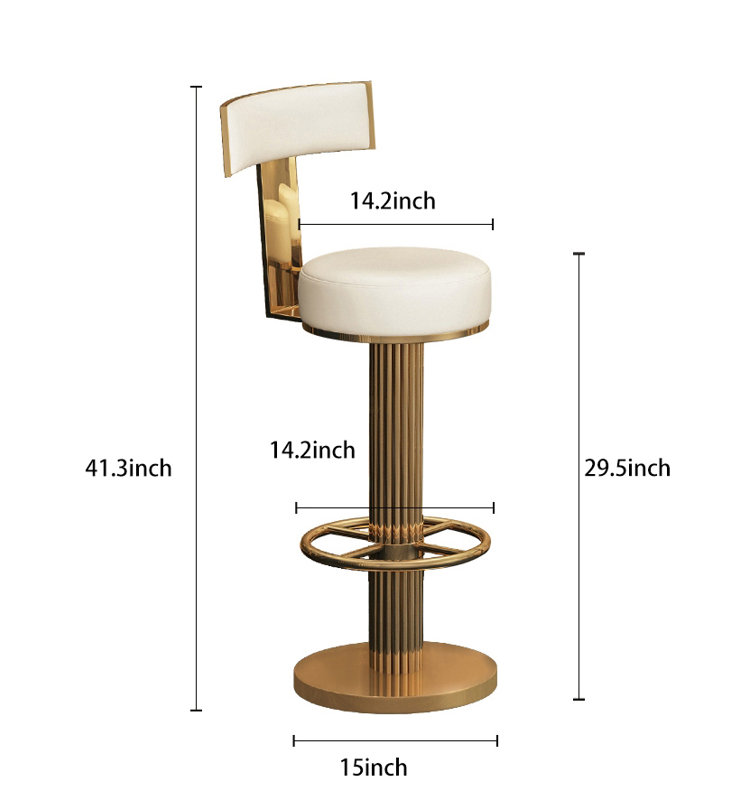 Adjustable Gold Bar Stools Frangia, Counter Height Frangia with Back BarStools for Kitchen Island Home Bar(1PCS)