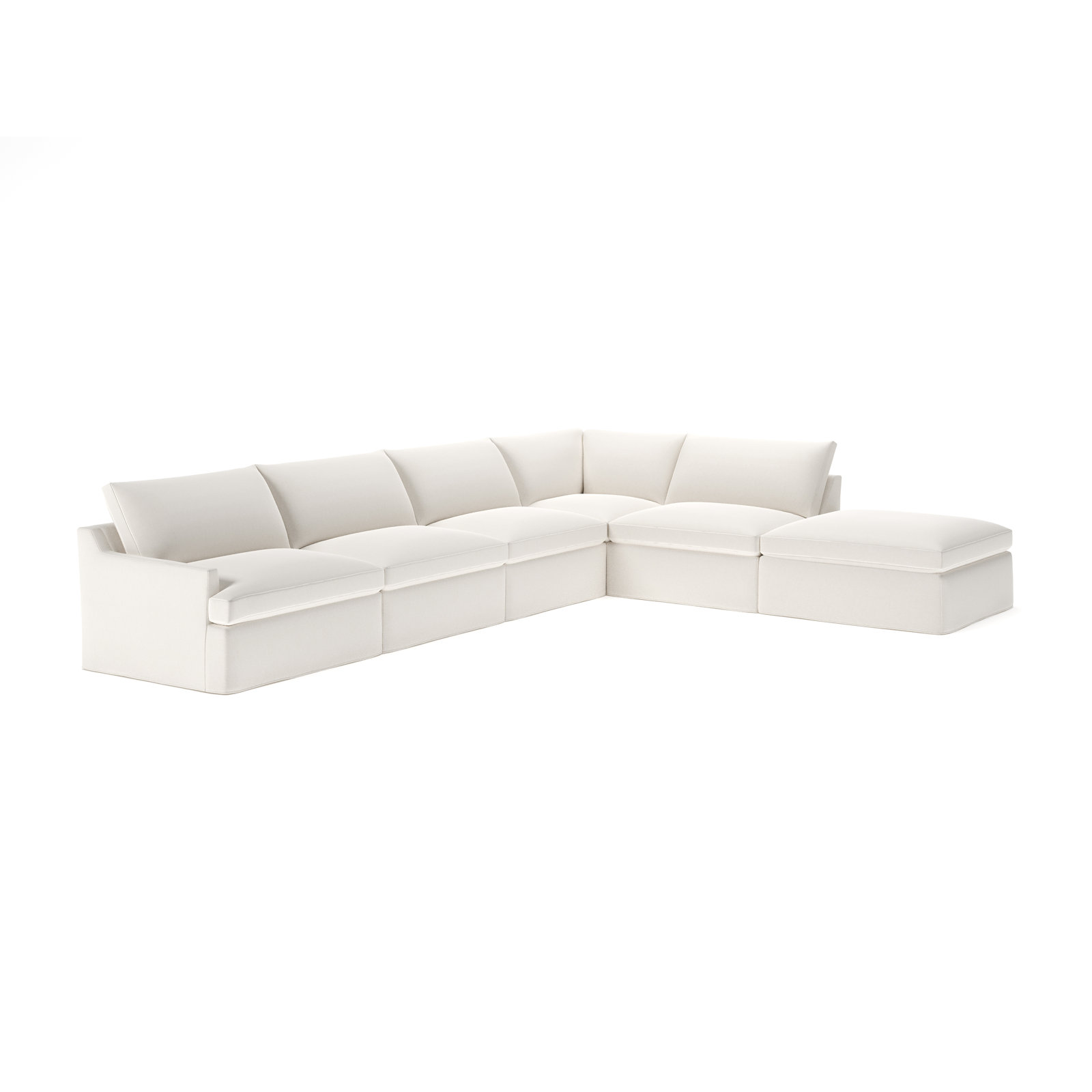 Wrenley Modular Sectional, Lena Off White Performance Linen Blend, Right Hand Facing