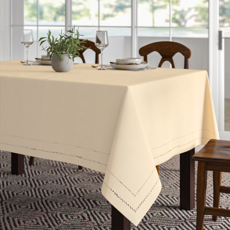 Ivory Polyester Rectangular Tablecloth, 65" x 108"