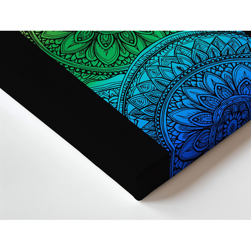 La toile crée un motif de mandala complexe et vibrant qui se transforme à travers un art mural, H 30 po x l 30 po