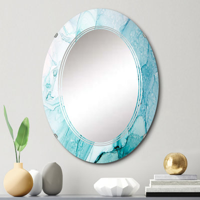 Turquoise Ink Universe - Miroir mural moderne