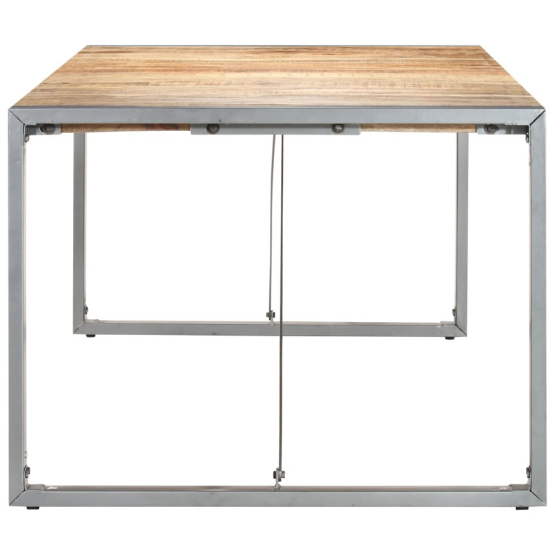 Dining Table Solid Mango Wood, 39.4" W x  86.6" L, Silver
