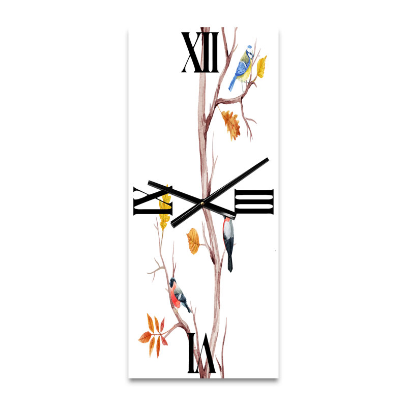 Horloge murale petits oiseaux sur les branches d'arbre IV, Grand