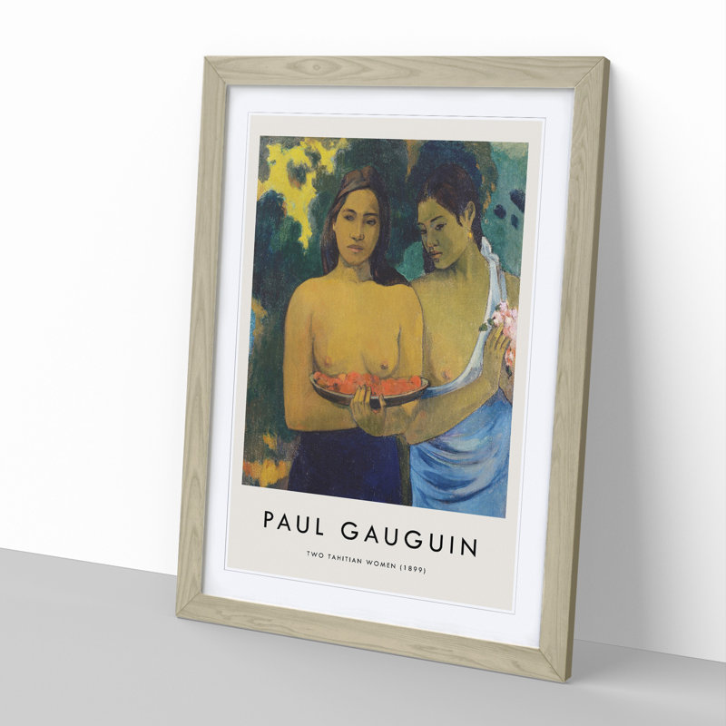 Two Tahitian Women by Paul Gauguin - Picture Frame Art Prints, Oak, 65cm H x 48cm W x 2cm D