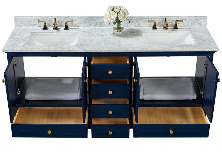 Audrey 72'' W Vanity, Heritage Blue | Brushed Gold