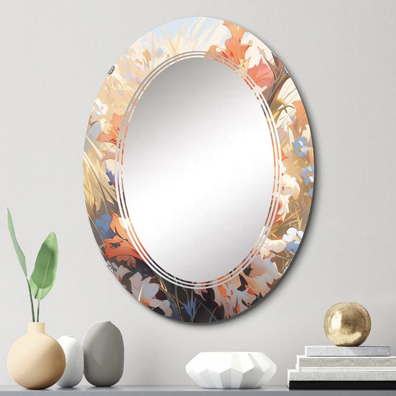 Montcerf - Miroir mural floral ovale, 30 po x 20 po