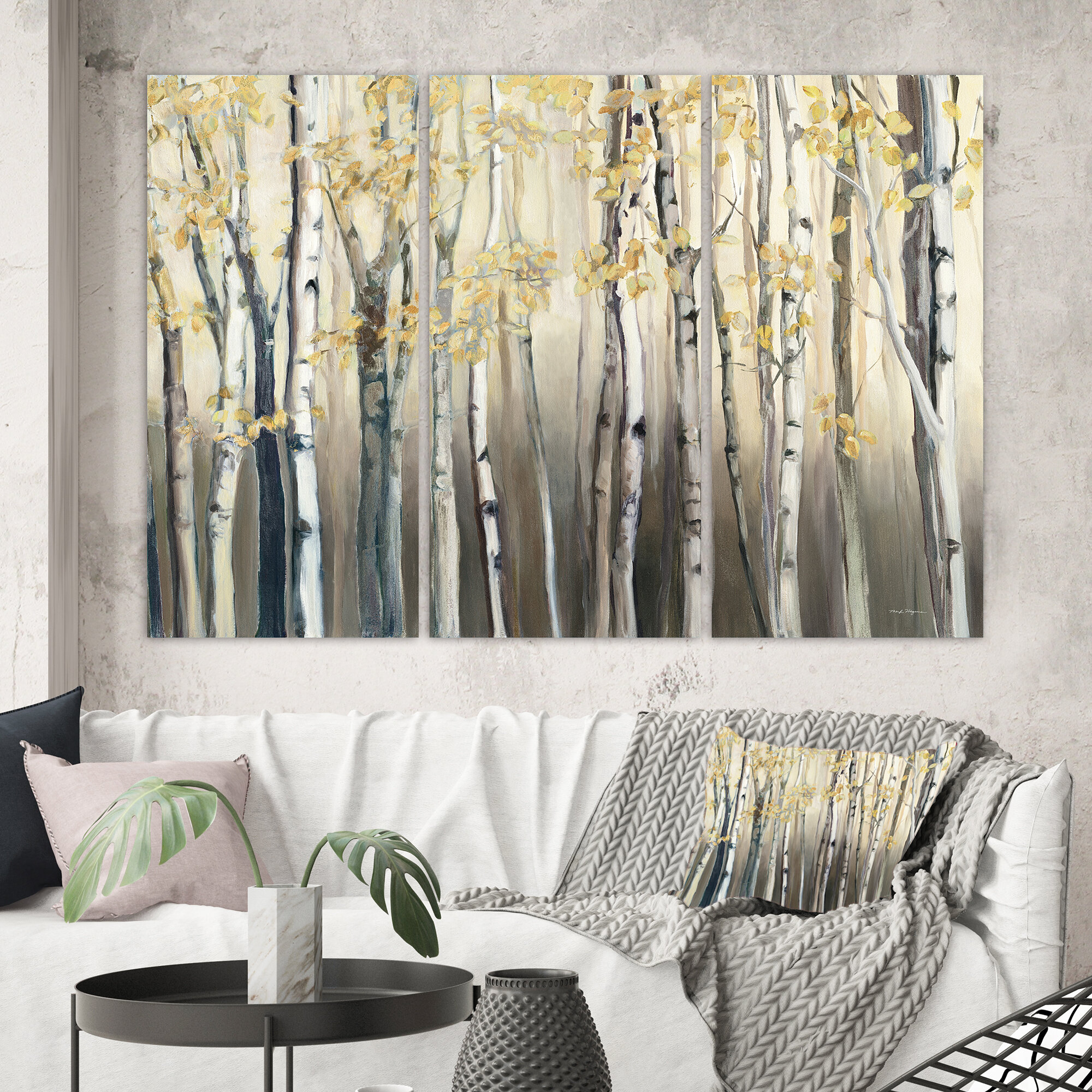  Wallpaper Canvas Print Beautiful birch trees with