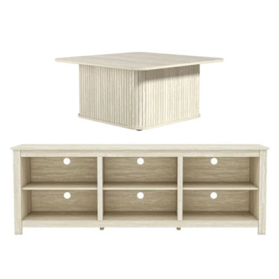 Keaton Modern 2 Piece Living Room Media And Coffee Table Set
