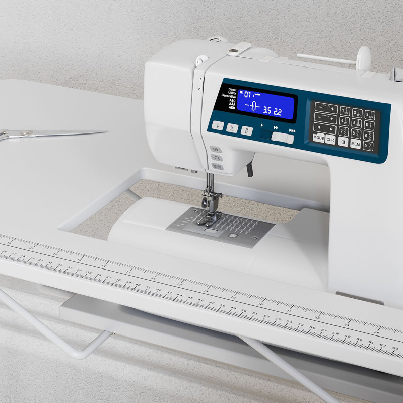 White Folding Sewing Table with Manual Lift and Steel Legs