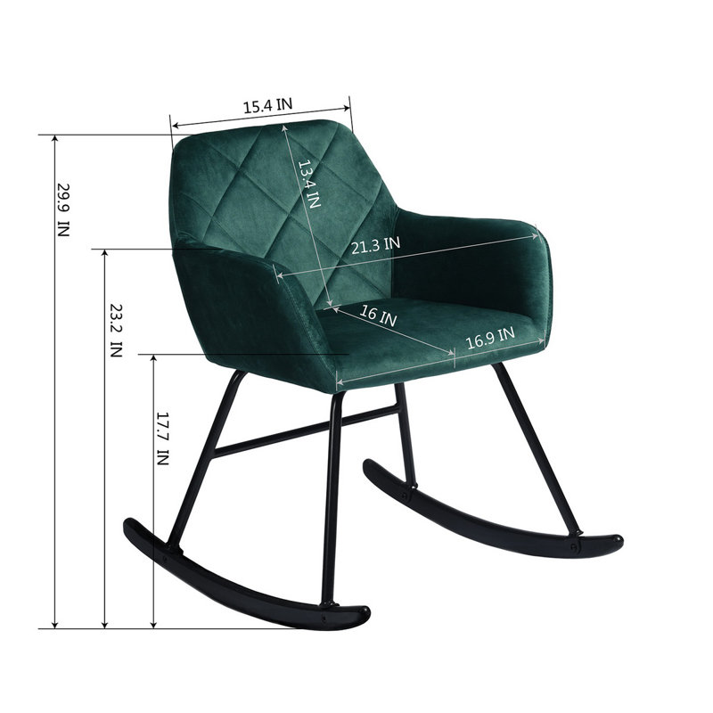 Aireka Rocking Chair, Dark Green