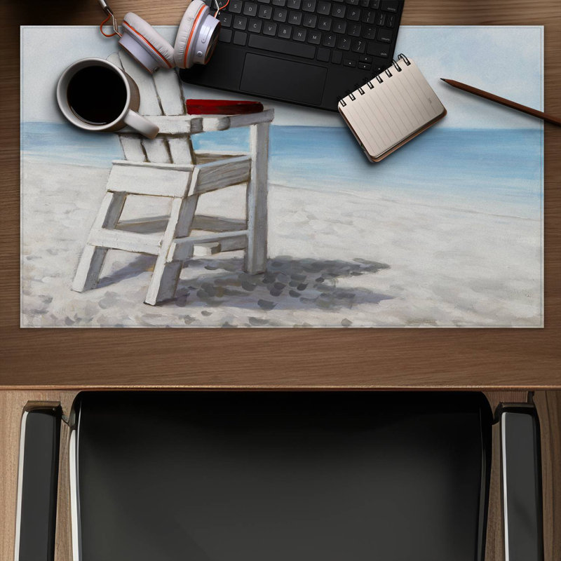 White beach chair - 14.00"x24.25" Desk mat