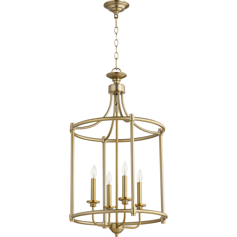 Herman 4 - Light Lantern Drum Chandelier, Aged Brass