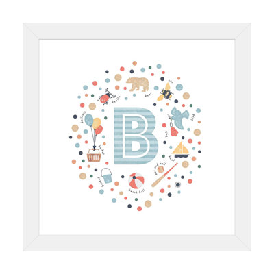 Lettre illustrée B bleue - impression