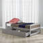 Lit plateforme simple avec 2 tiroirs - Pin gris, peu encombrant-1099070563