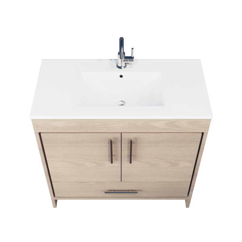 Ensemble de meuble-lavabo simple 36 po Sallisaw, Gris cendré