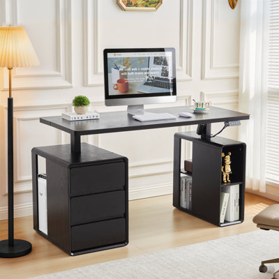 Bureau debout à hauteur réglable électrique avec rangement 57,48 po