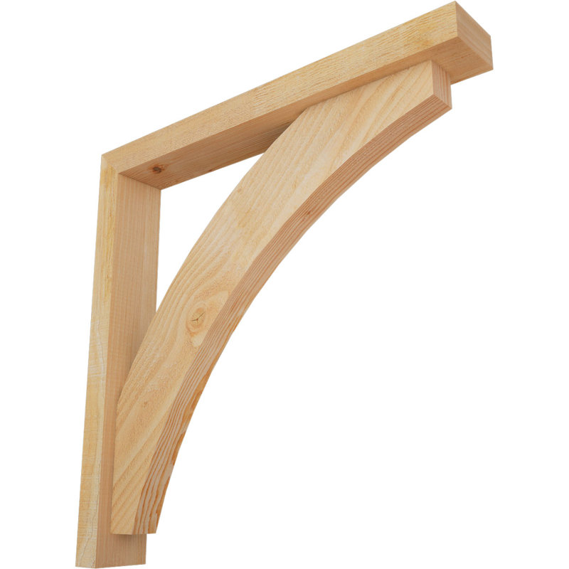 Thorton Block Bracket with Offset Brace, 28 x 28, 4"W Douglas Fir (Rough Sawn)