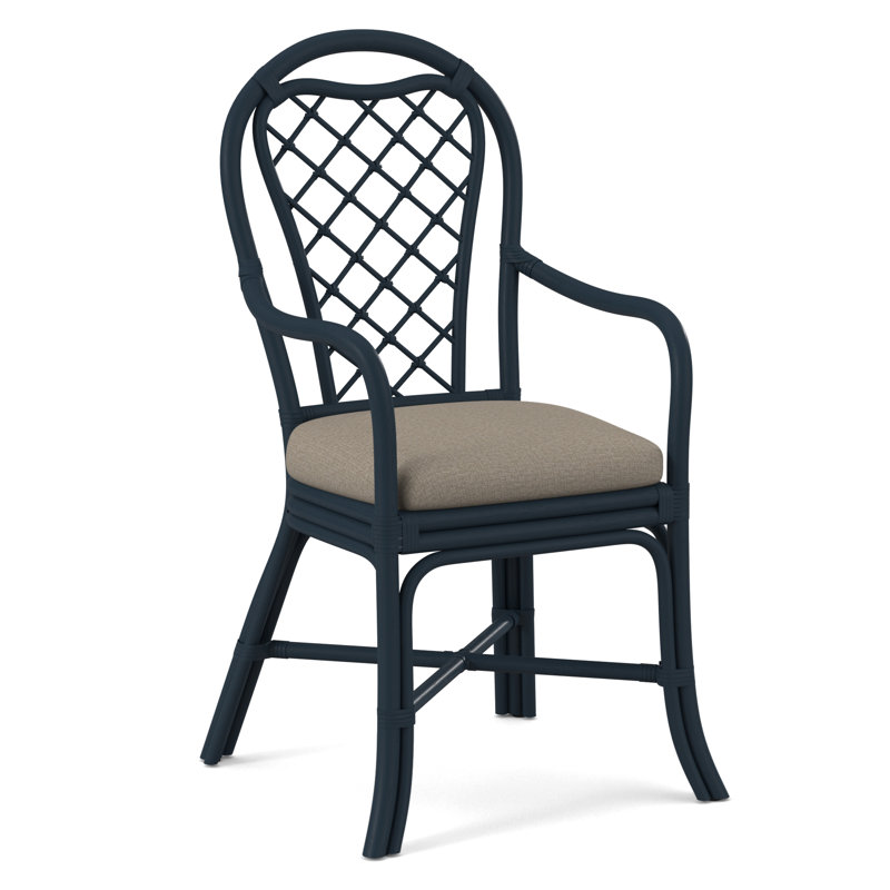 Trellis Dining Arm Chair, Beige Performance Fabric; 0851-73, Celery