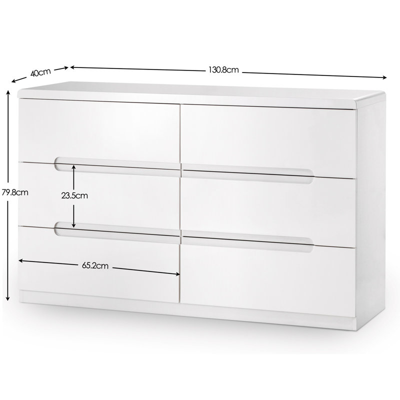 Meldrum 130cm W 6 - Drawer Chest of Drawers, White