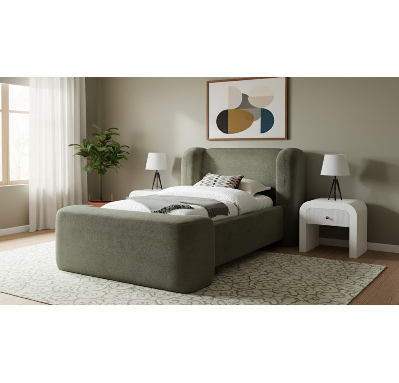 Lit en tissu Modena Jadeth Chenille, Green Chenille Fabric, Simple