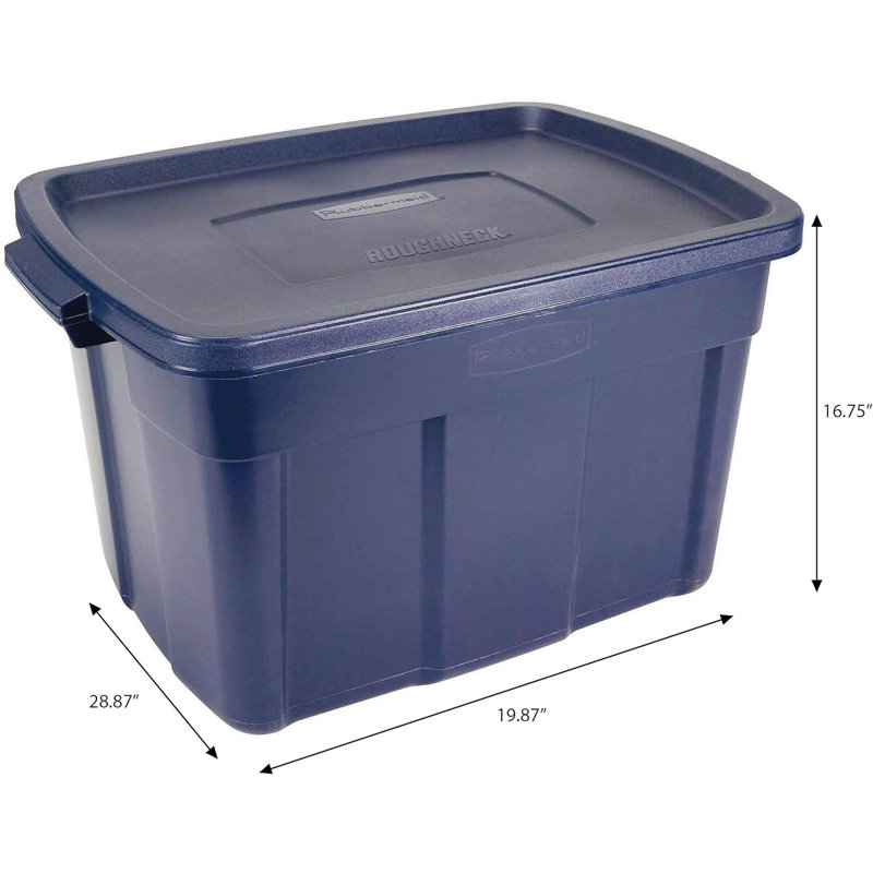 Rubbermaid Roughneck Totes, 25 Gallon, 4 Pack, Dark Indigo Metallic