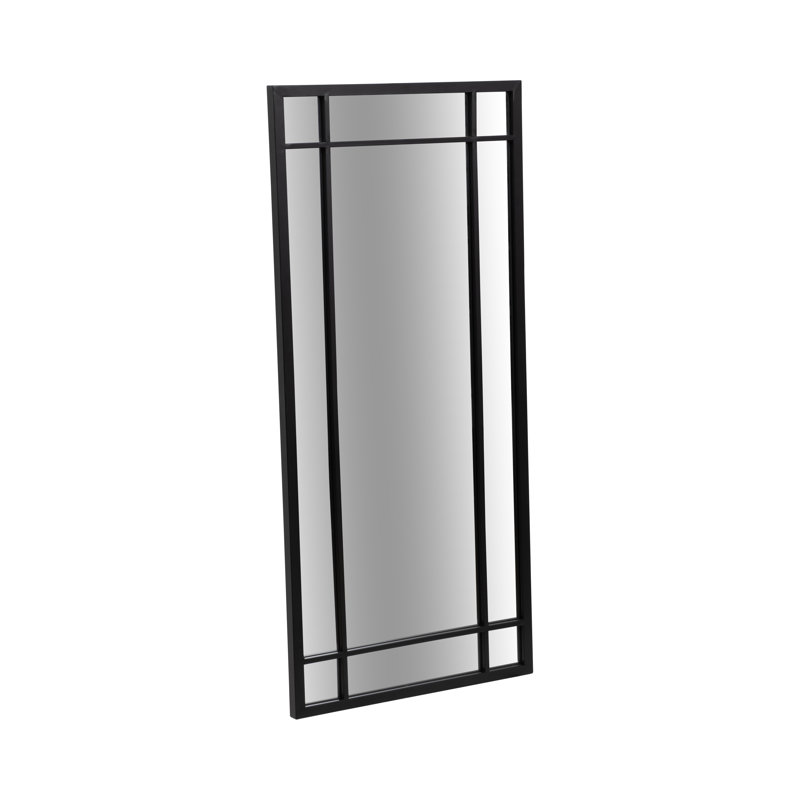 Metal, 20X43 Windowpane Mirror, Black