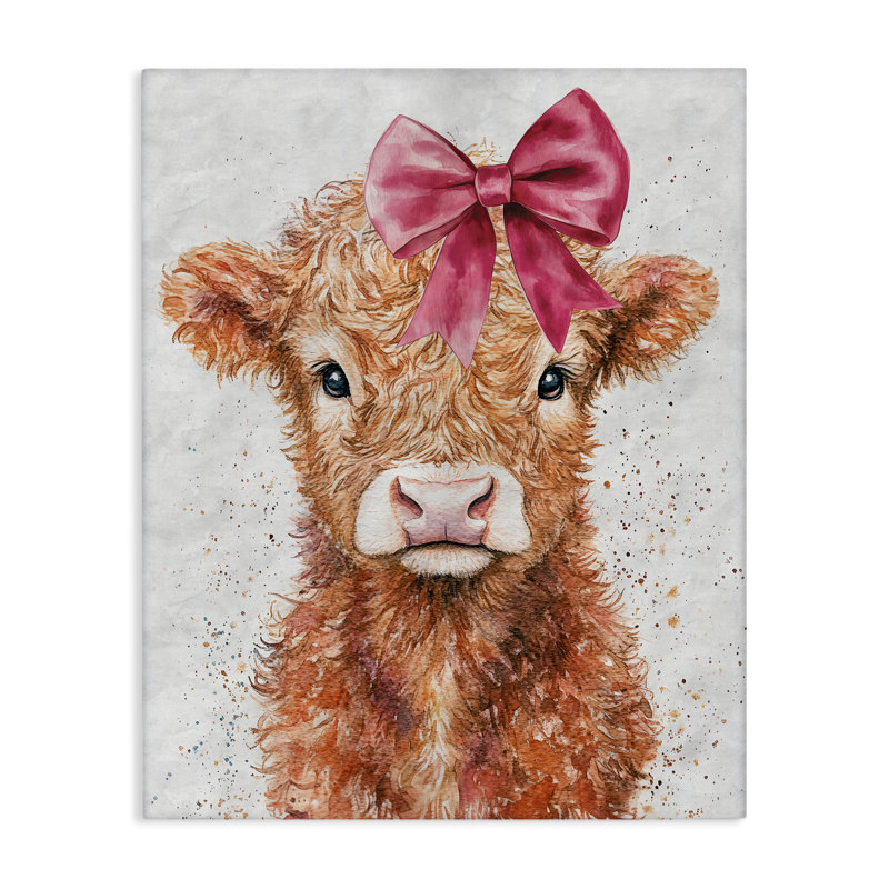 Toile Coquette Highland Cow, design par Nina Blue, H 20 po x l 16 po
