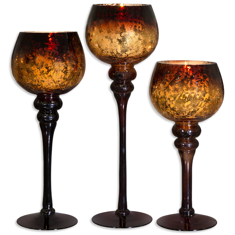 Ensemble de chandelles en verre 3 pièces