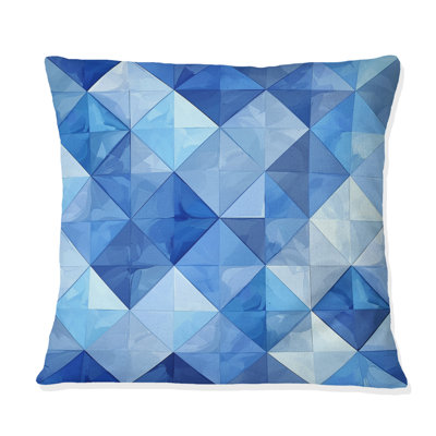 Bleu moderne Rhombus II - coussin décoratif moderne