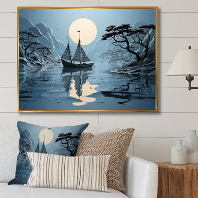 Collage de bateau bleu - impression