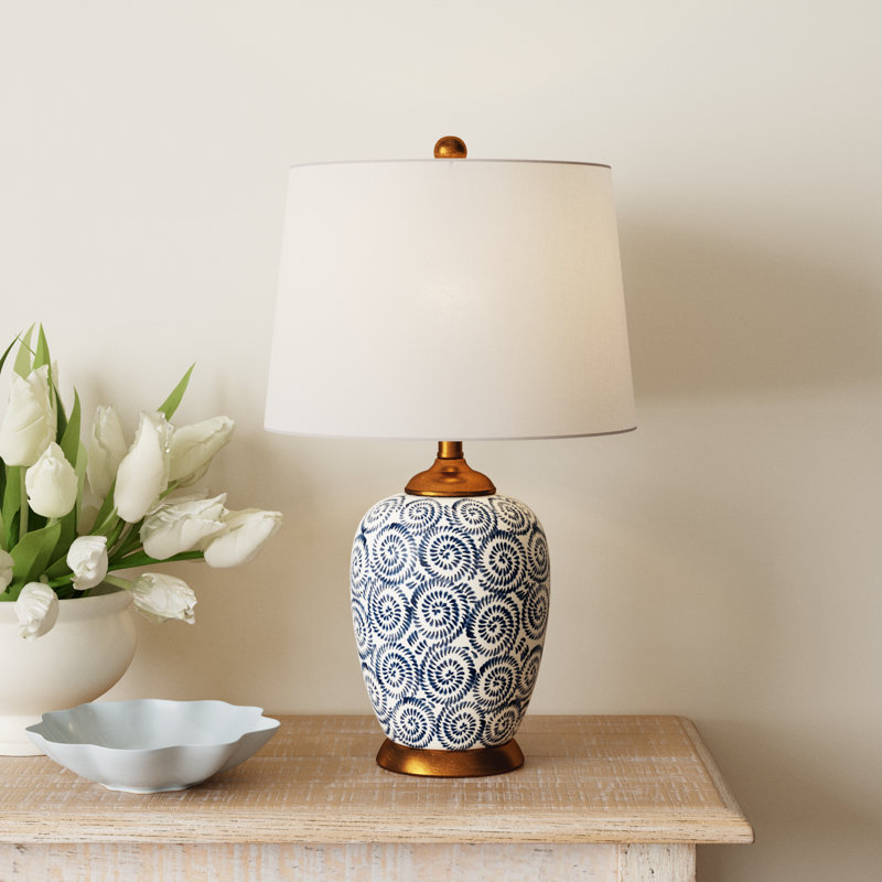 Lawton 24'' Gray and Brown Modern Ceramic Table Lamp