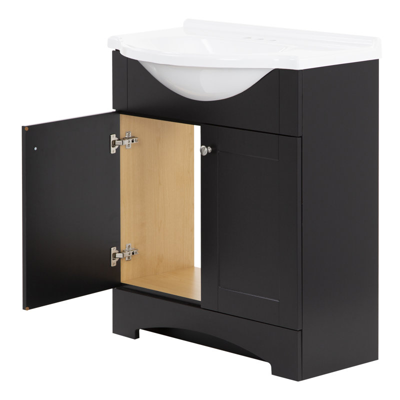 31" Single Bathroom Vanity With Cultured Marble Top, Espresso