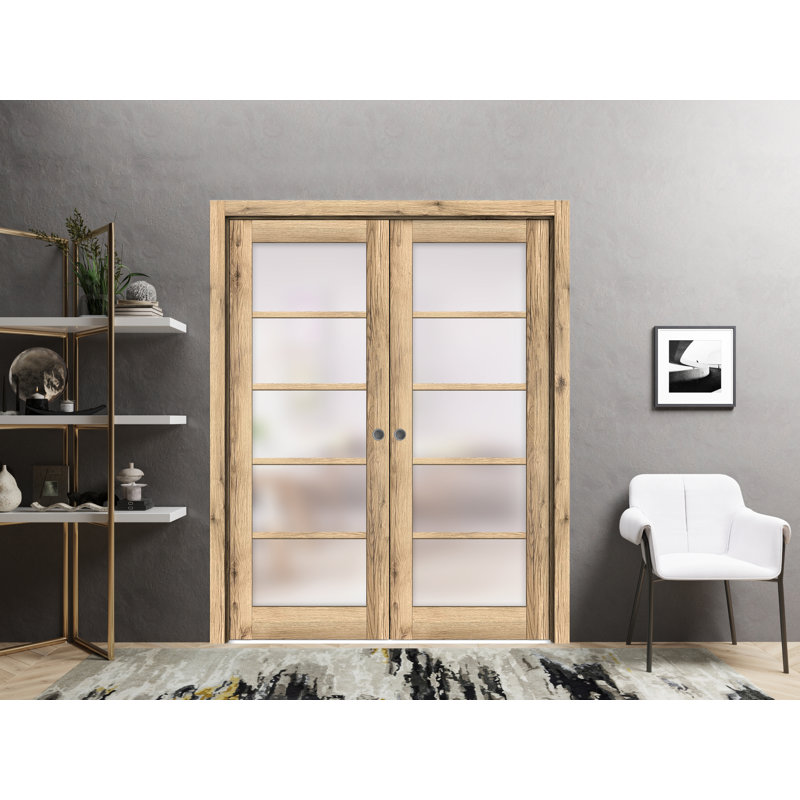 Portes à panneaux coulissantes à panneaux Quadro, 36 po x 80 po, Chêne