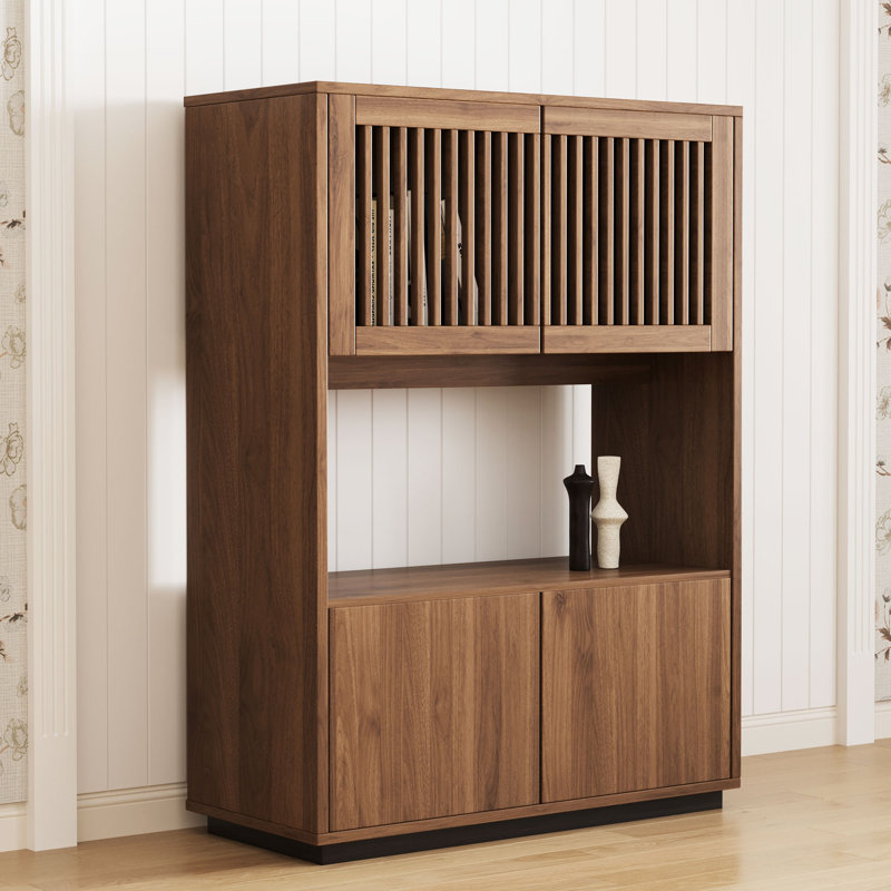Roanoke 33.46in Double-door Storage Cabinet With External Storage Shelves