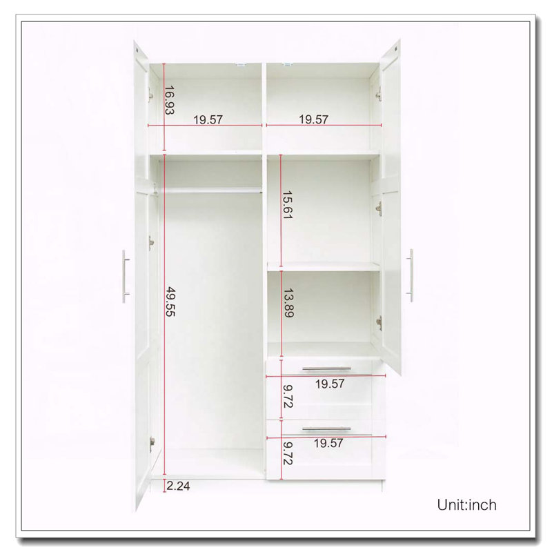 Armoire haute avec portes, tiroirs et tablettes