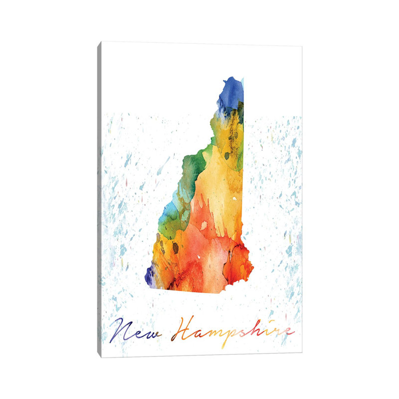 New Hampshire State Colourful - Wrapped Canvas Print, 30.48cm H x 20.32cm W