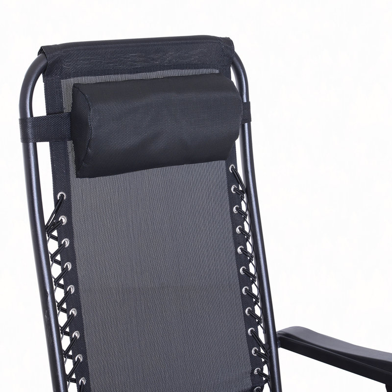 Outdoor Rocking Chairs, Foldable Reclining Anti Gravity Lounge Rocker W/ Pillow, Cup & Phone Holder, Combo Design W/ Folding Legs