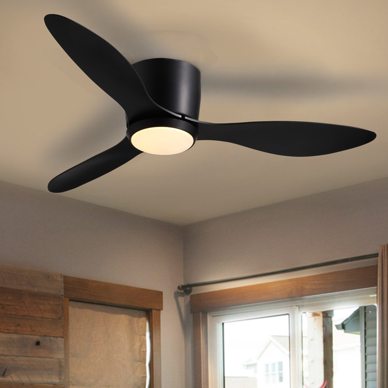 Ventilateur de plafond à DEL à profil bas Jamarreon, 42'', Noir, noir, noir, noir