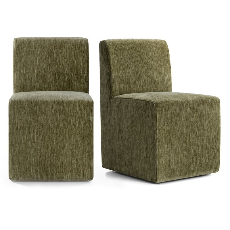 Patriana Upholstered Armless Office Chair Set of 2, Modern Desk Chairs with Curved Backrest for Home Office, Study Room & Workspace