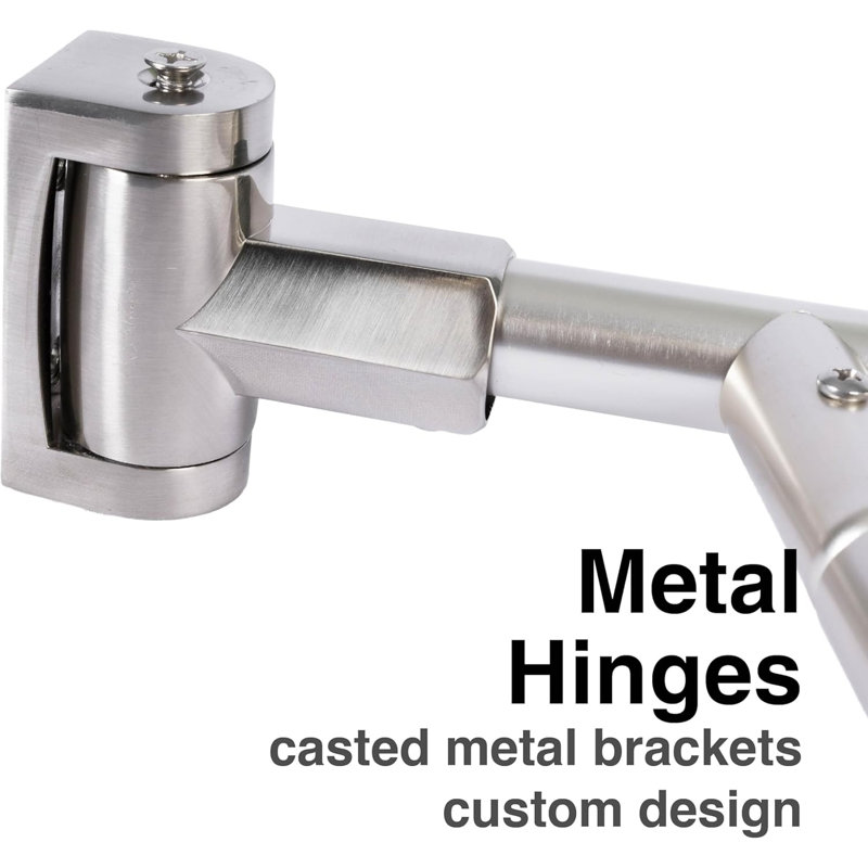 Adjustable Brushed Nickel Double Curved Wall Mounted Shower Rod