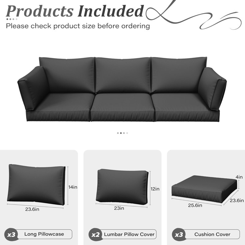 Cartert 8 Pcs Outdoor Cushion Covers Set For Outdoor Cushions and Patio Furniture Cushions Cover, Only Covers , Dark Gray
